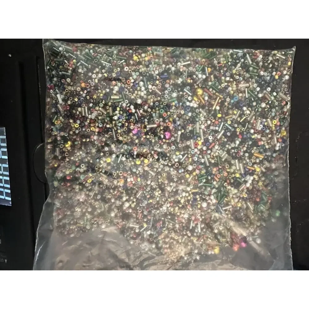 1LB Lot of Loose Mixed Multicolor Glass Seed Beads & Bugle Beads New